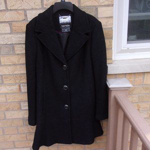 New Anthropologie Kensie Black Wool Blend Skirted Fit Flare Walker Coat Sz. M